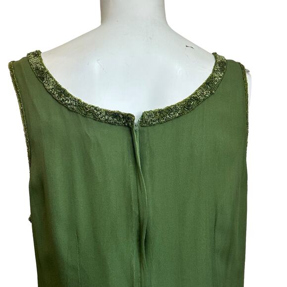 Vintage Diva by Embex Silk Green Beaded Zip Back Sleeveless Blouse sz 18=L NWOT - Picture 5 of 12